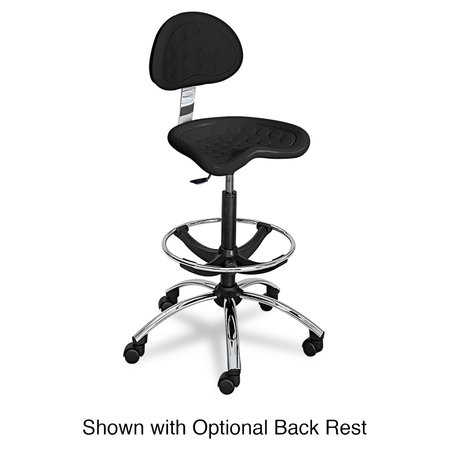 Safco SitStar Stool, Backless, Supports Up to 250 lb, 27" - 34" Seat Height, Black Seat, Black/Chrome Base 6660BL